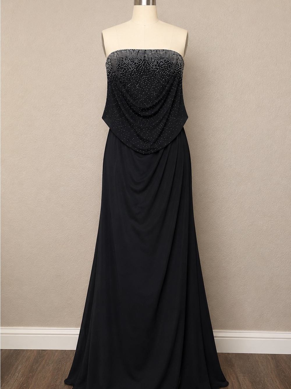 Davanti Designs Black Strapless‎ Beaded Gown Overlay Formal Evening Dress 22